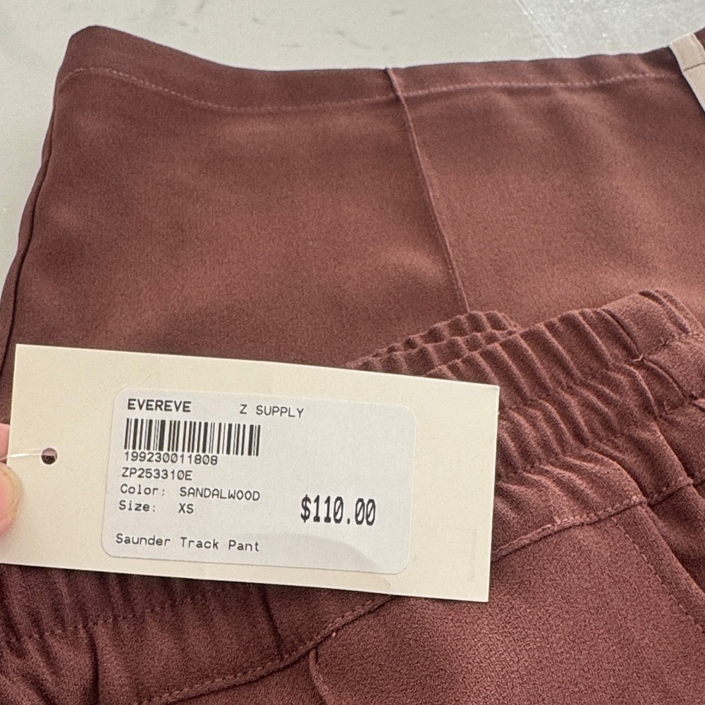 Z Supply Saunder Track Pant Brown with White Stripes, NWT - Picture 4 of 4